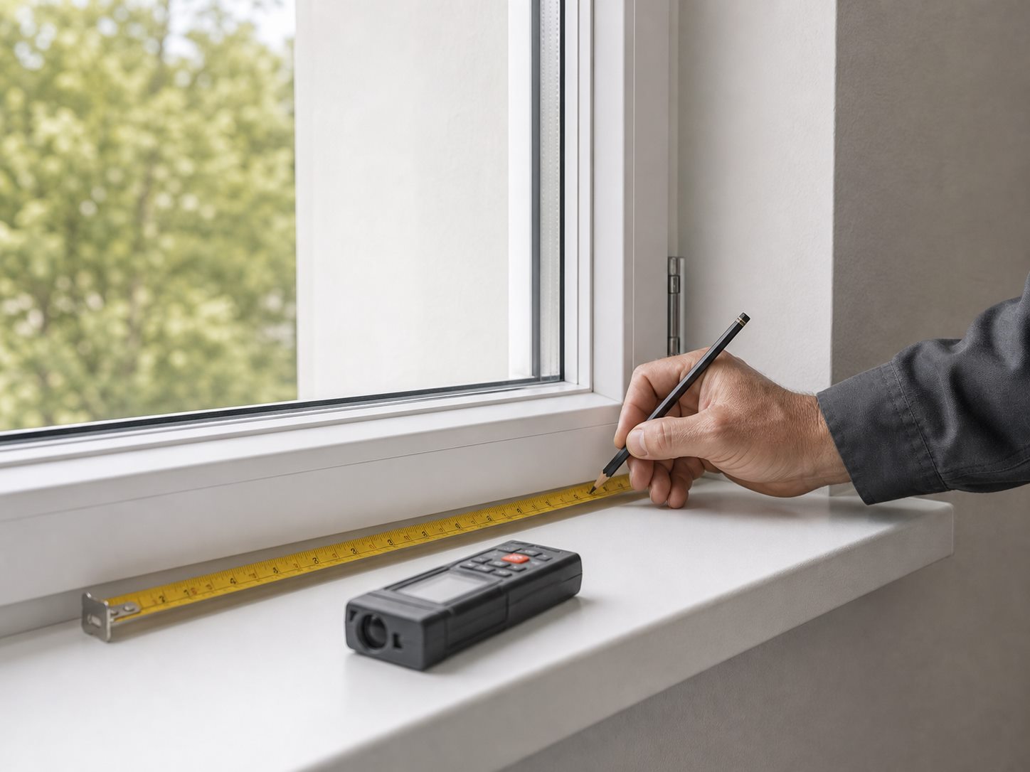 Aufmaß und Montagevorbereitung am Fenster in Hamburg