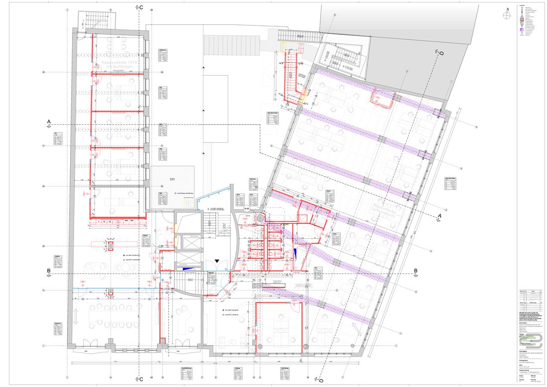 Planaufmaß aus Bauzeichnung mit erkannten Fensterpositionen
